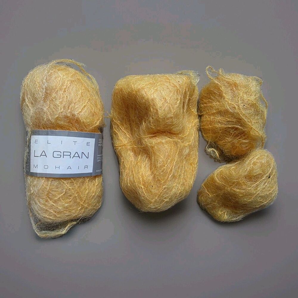 Elite LA GRAN MOHAIR Blend Yarn Full + Partial Skein Yellow 1.5 oz 90 Yards
